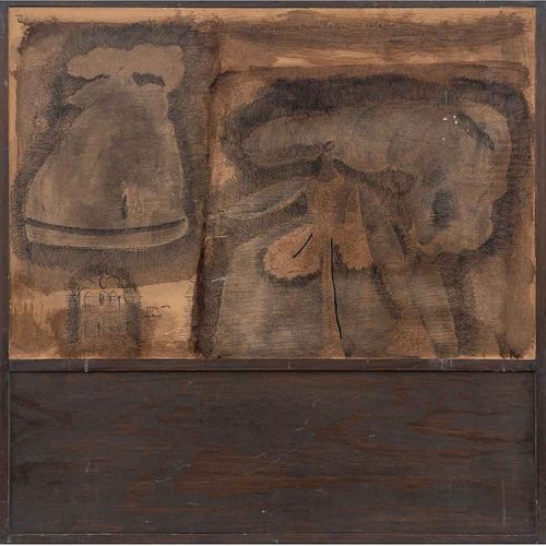 ALBERTO GIRONELLA, Tres reinas [Estudio Festín en palacio], Firmado y fechado Dic 1962, Mixta sobre papel / madera, 49.5 x 49.5 cm