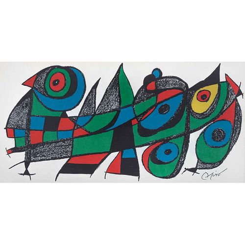 JOAN MIRÓ, Japón, de la serie Miró escultor, 1975, Firmada en plancha, Litografía sin número de tiraje, 20 x 40 cm medidas totales