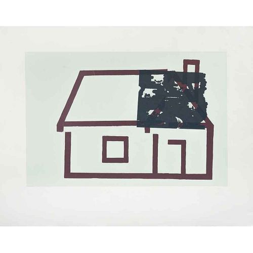 MIGUEL CASTRO LEÑERO, La casa intervenida, Firmada y fechada 2002 ,Serigrafía 4 / 150, 76 x 96 cm medidas totales