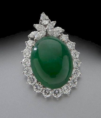 18K gold, diamond and jadeite jade pendant