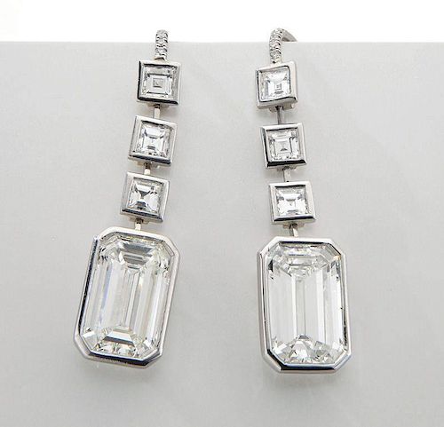 Platinum and diamond drop (EGL USA) earrings