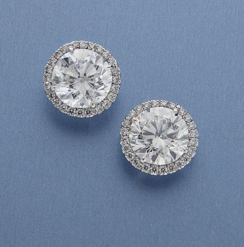 Platinum and diamond stud earrings