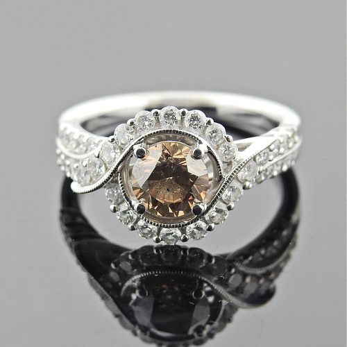 18k Gold Fancy Diamond Engagement Ring