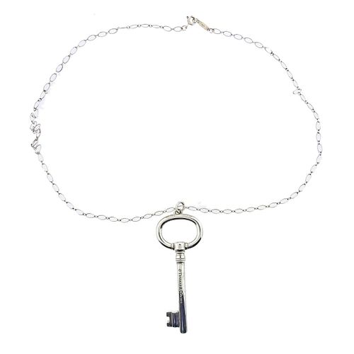 Tiffany & Co Stelring Silver Key Pendant Link Necklace
