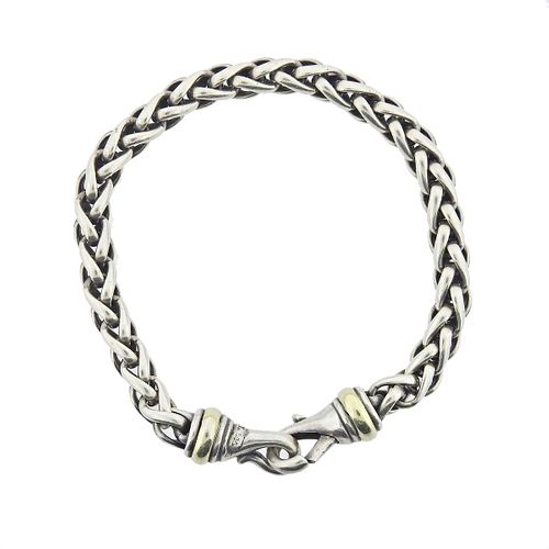David Yurman 14k Gold Silver Wheat Chain Bracelet