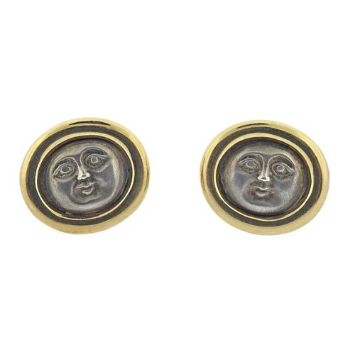18k Gold Moonface Coin Earrings