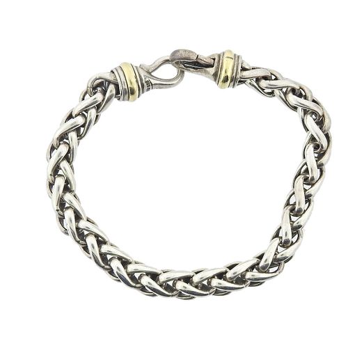 David Yurman 18k Gold Silver Wheat Chain Bracelet