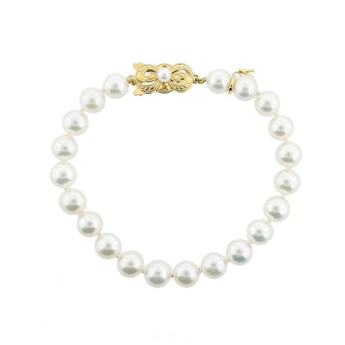 Mikimoto 18k Gold Pearl Bracelet