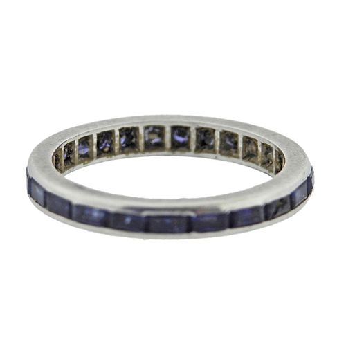 Art Deco Platinum Sapphire Eternity Band Ring