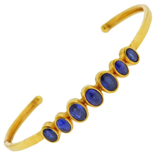 Gurhan Amulet Hue Gold Sapphire Cuff Bracelet