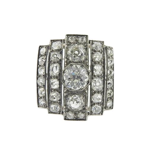 Art Deco Platinum Old Mine Cut 5.75ctw Diamond Ring