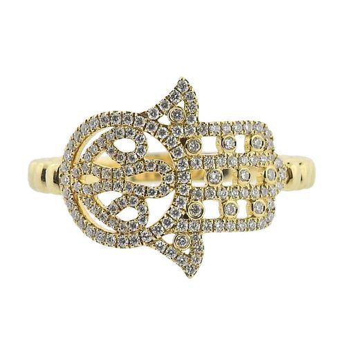 Messika Fatma Hamsa Hand of Gold Diamond Yellow Gold Ring