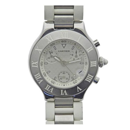 Cartier Chronoscaph 21 Stainless Steel Quartz Watch 2424 for sale at ...