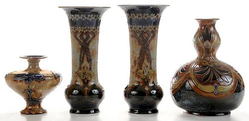 Pair Doulton Art Nouveau Vases with