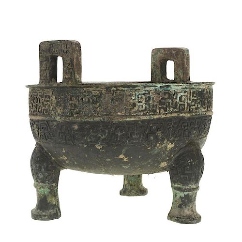 Chinese Archaic style bronze tripod vessel (ding)