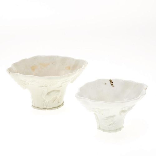 (2) Chinese blanc de chine libation cups