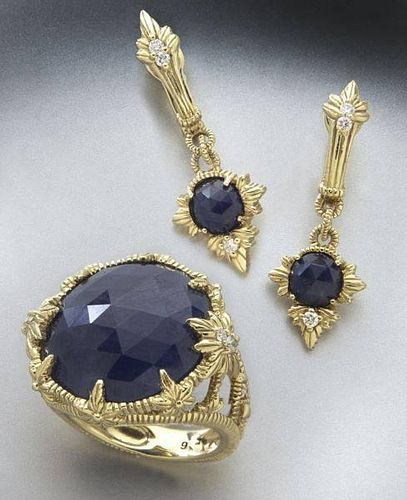 2 pcs. Judith Ripka 18K sapphire and diamond