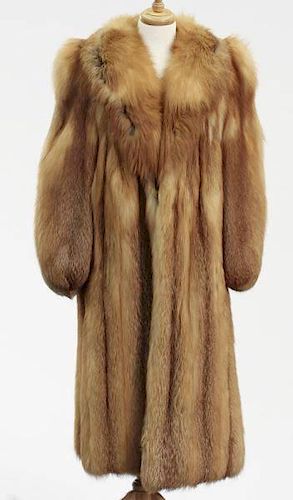 Vintage long haired red fox fur full length coat.