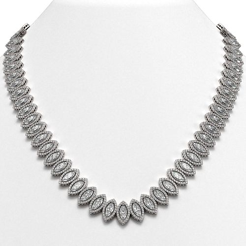 39.68 ctw Marquise Cut Diamond Micro Pave Necklace 18K White Gold