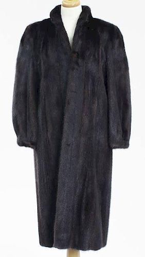 Vintage black ranch mink fur full length coat.