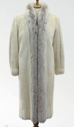 Vintage white mink fur full length coat