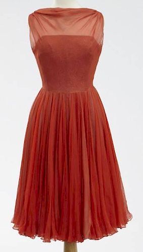 Vintage coral silk cocktail dress,