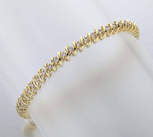 14K gold and diamond line bracelet