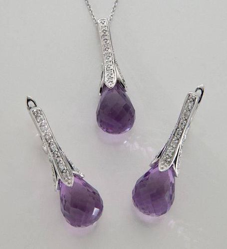 2 pc. 14K gold, amethyst and diamond necklace