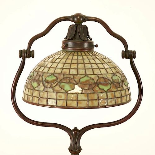 Tiffany Studios bronze floor lamp "Acorn" shade
