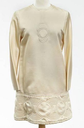 Pierre Cardin cream quilted silk cocktail dress,