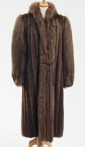 Vintage long haired beaver fur full length coat.