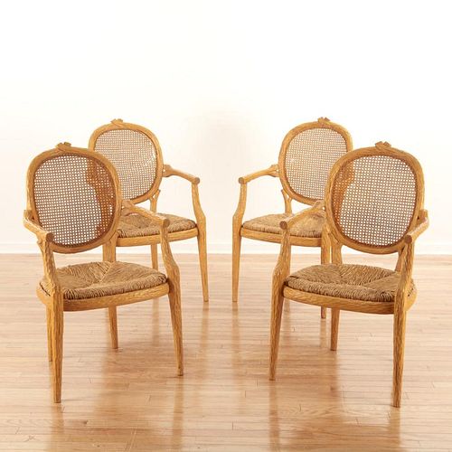 Set (4) Italian faux bois armchairs