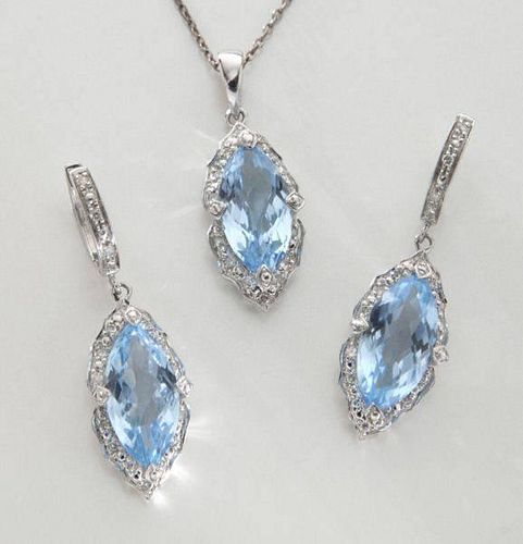 2 pc. 14K gold, diamond and topaz necklace and