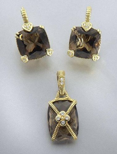 2 pcs. Judith Ripka 18K, quartz and diamond