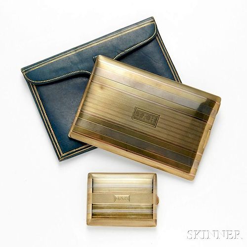Two 14kt Tricolor Gold Cases