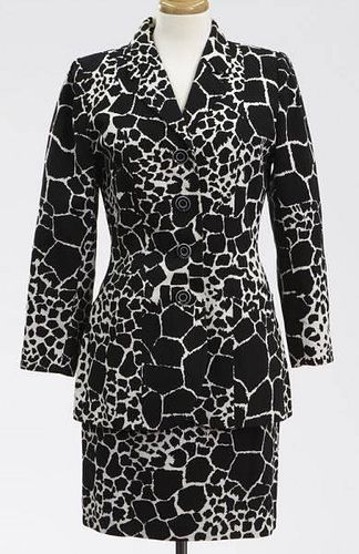 Yves St. Laurent giraffe print skirt suit