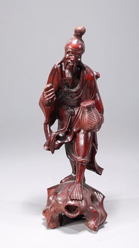 Chinese Red Lacquered Wooden Figure