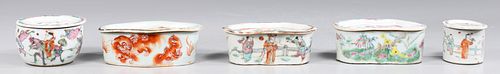 Five Antique Chinese Enameled Porcelain