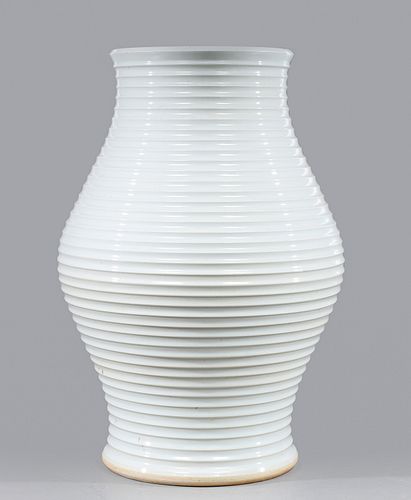 Chinese Blanc de Chine Porcelain Fluted Vase