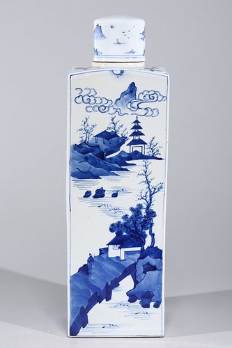 Chinese Blue & White Porcelain Covered Vase