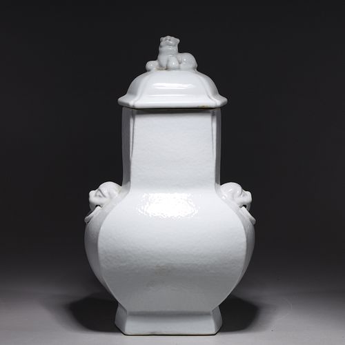 Chinese Blanc de Chine Covered Porcelain Vase