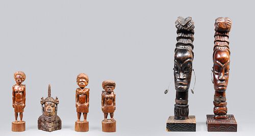 Group of Six Vintage Carved African Figures
