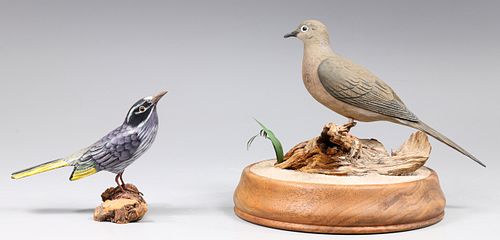 Group of Two Carved Hand Painted Birds