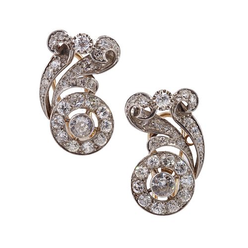 5.02 Ctw in Diamonds Art Deco Platinum Earrings
