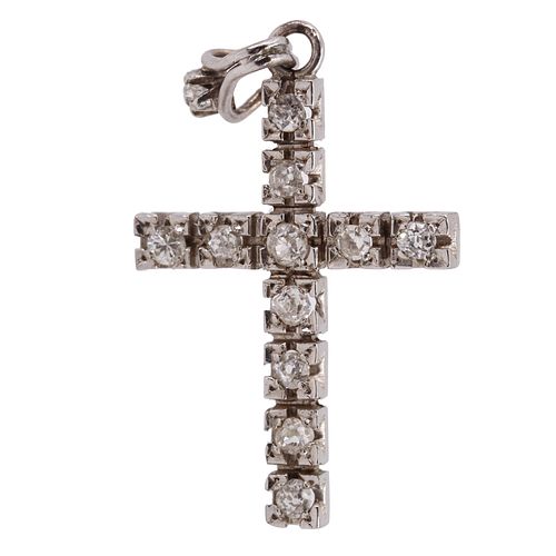 Platinum Cross Pendant with Old mine Diamonds