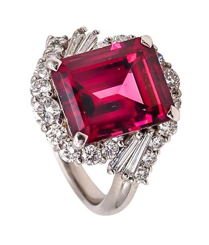 Cocktail Ring In Platinum With 6.69 Cts In Diamonds & Rubellite