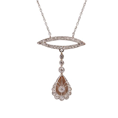Art Deco 18k Gold & Platinum Necklace with Diamonds