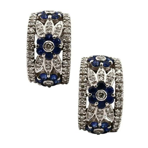 Sapphires, Diamonds & 18k Gold Earrings