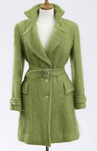 Gucci green mohair belted coat,