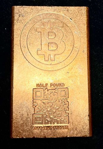 Massive Half Pound Bitcoin Copper Bar